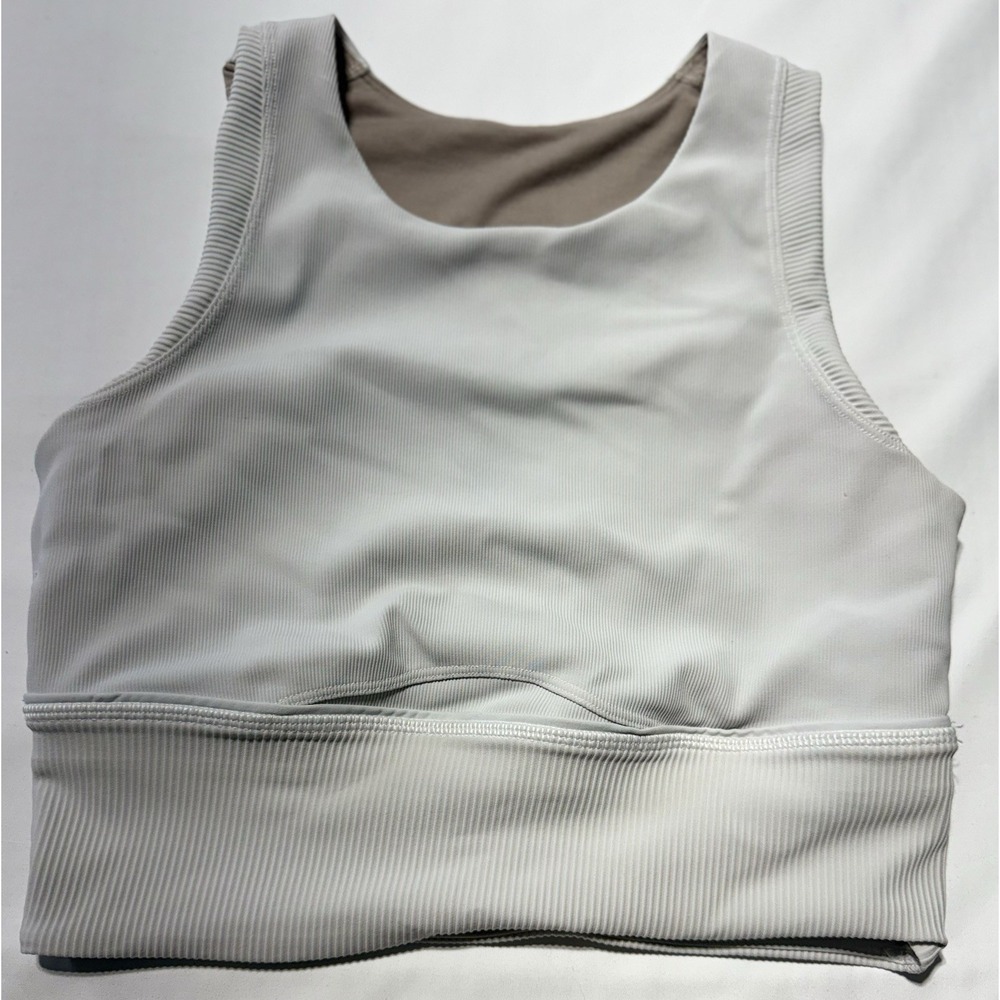 lululemon Women's Ribbed Pullover Wireless Sports Bra White Size 8